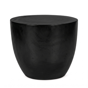 Table d'appoint Kala Exotic en bois de Suar massif, finition noire, design sculptural moderne, tabouret ottoman pour salon - Product Image 1