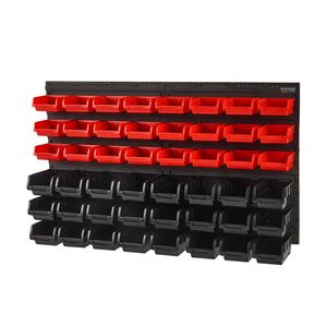 Wall Mounted 48-<b>Bin</b> Parts Rack Organizer <b>Plastic</b> Garage Shop Tool Organizer with Nuts Bolt for Tool <b>Storage</b> in Home or Office - Product Image 1