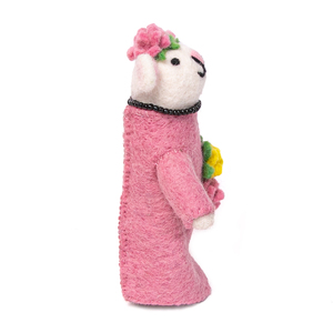 Handmade Pink Wool <b>Mouse</b> Figurine With Flower Crown And Bouquet For Wedding Indoor Decoration Child Craft - Product Image 3