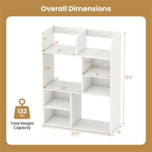 Scaffale Verticale da Scrivania in MDF Robusto 23,5 X 9 X 31,5 Pollici per Libri e Decorazioni con Cassetto e Ripiano Superiore - Product Image 2