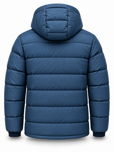 Blouson matelassé à capuche bleu marine pour homme, chaud, imperméable, séchage rapide, coupe-vent, décontracté élégant, fermeture éclair, rembourrage en polyester, coupe régulière - Product Image 2