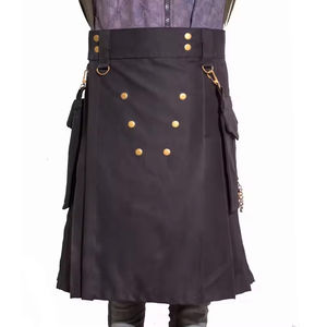 Kilt Utilitaire pour Homme en Coton de Qualité Supérieure, Motif Tartan Highland Kaki, Accessoires d'Instruments de Musique Métalliques, Tendance - Product Image 6