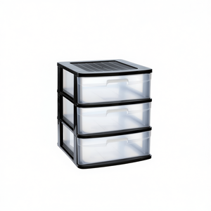 Cajonera SENA en plastique à 3 tiroirs avec 3 caissons noirs pour rangement et organisation - Product Image 1