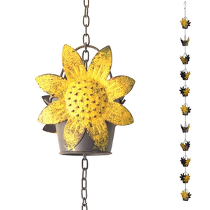 โซ่โลหะตกแต่งลายดอกบัว ใช้แทนรางน้ำและท่อน้ำฝน-สีทองแดงวินเทจ - Product Image 5