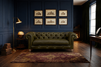 50% de réduction sur un canapé-lit en cuir véritable de style mid-century moderne, de couleur vert olive, avec accoudoirs roulés et capitonnés, adapté aux entrepôts et aux villas