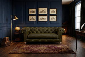 50% OFF Genuine Leather Chesterfield <b>Sofa</b> Premium Olive Green Rolled Arm Tufted Button <b>Sofa</b> <b>with</b> Solid Wood Legs - Product Image 4