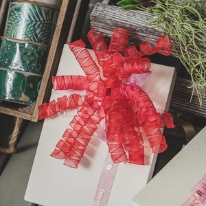 <b>Red</b> Organza Butterfly <b>Bow</b> Woven Gift Ribbon with Digital Printing and Logo Design for Wedding & Birthday Decorations - Product Image 5