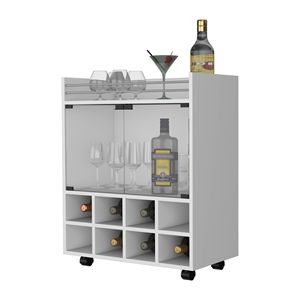Carrello Bar Minneapolis con Portabottiglie per 8 Bottiglie, Vetrina in Vetro e Top in Alluminio Integrato - Categoria Prodotti: Mobili Bar - Product Image 6
