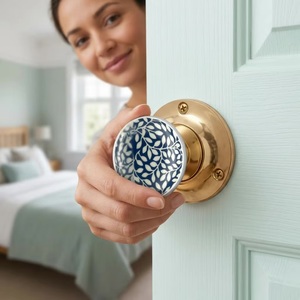 Poignée de porte en céramique traditionnelle avec insert en porcelaine, design moderne, réglable, pour armoire de cuisine, chambre, tiroir, meubles, durable - Product Image 2