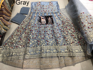 Moda India de Tendencia para Mujer, Kurti Anarkali Largo y Pesado de Red con Bordado, Vestido con Dupatta, Traje para Bodas y Fiestas - Product Image 3