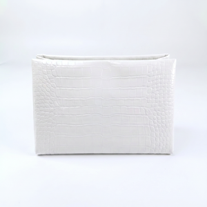 Rootsman Custom White Premium Ins-Style PU Leather Large Fashion <b>Makeup</b> Bag Open Hanging Water Resistant Lightweight Travel - Product Image 3
