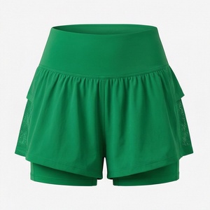 Shorts Deportivos Verdes de Cintura Alta para Mujer con Volantes, Minifalda Plisada Transpirable, Estilo Veraniego - Product Image 1