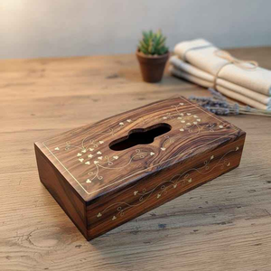 Porta pañuelos de madera maciza hecho a mano con bordes lisos para un uso seguro y elegante por Perfect Enterprises. - Product Image 6