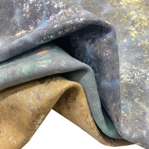 หนังแกะชั้นบนสุด หนังแกะฟอกแบบไม่ใช้โครเมียม ลายดอกไม้สีทองและสีเงินหลากสีสัน - Product Image 6