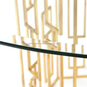 Table d'appoint ronde moderne de luxe en acier inoxydable avec cadre doré, mobilier de salon écologique, fabrication Zahid Exports - Product Image 3