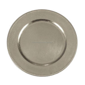 Grande assiette argentée de qualité alimentaire, plateau à biscuits en métal pour fruits, assiette ronde avec chargeur, vaisselle, assiette de service en acier inoxydable - Product Image 1