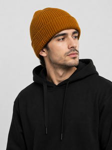 Gorro de punto acanalado cálido con puño elástico suave para invierno, uso diario, exterior, clima frío, gorro tipo calavera para adultos - Product Image 6