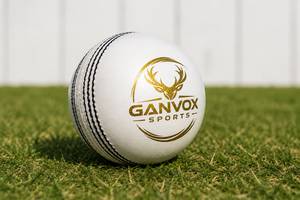 GANVOX <b>Cricket</b> Ball White Gold Logo Match Grade Durable Polyurethane Sports <b>Equipment</b> - Product Image 3