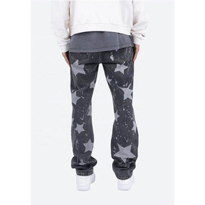 Jeans de Mezclilla para Hombre, Corte Bootcut, Lavado Oscuro, Estampado de Estrellas, Corte Holgado, Cintura Media, Algodón, Estilo Casual Vintage de Invierno - Product Image 6