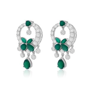 White Green CZ Drop Dangle <b>Earrings</b> 925 Sterling Silver, Round Pear Marquise Cut Cubic Zirconia <b>Earrings</b> for Women, Screw <b>Back</b> - Product Image 4