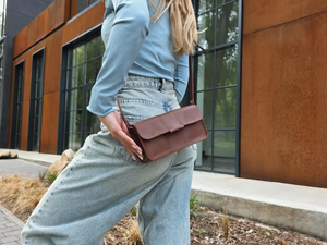 Brown <b>Leather</b> Crossbody Purse <b>Small</b> Womens Handbag Personalized Minimalist Shoulder <b>Bag</b> Cute Handmade Gift for Her - Product Image 4
