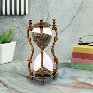 Designer de ampulheta estilo vintage de latão 10 minutos temporizador de areia ampulheta para decoração de mesa de escritório e cozinha em casa