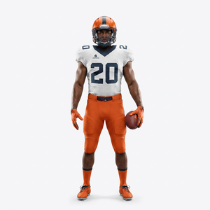Conjunto de Uniforme de Fútbol Americano Personalizado Blanco y Naranja – Camiseta y Pantalones de Fútbol Sublimados, Uniformes de Equipo Personalizados - Product Image 1