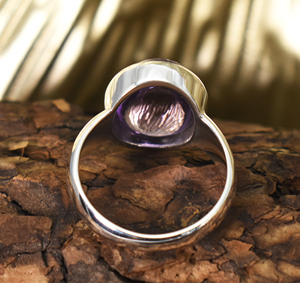 Purple Amethyst <b>Ring</b> , Oval Cabochon <b>Ring</b>, 925 Sterling <b>Silver</b> <b>Ring</b>, Purple Gemstone <b>Ring</b>, <b>Men</b>’s Bezel <b>Ring</b>, Bold Unisex - Product Image 4