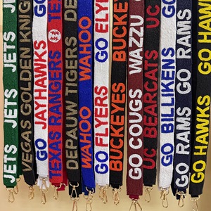 CRYSTAL CRAFT <b>Game</b> Day Webbing Strap Vintage Handbag Eco-Friendly Raised Text Metal <b>Hooks</b> Multi Color Options - Product Image 5