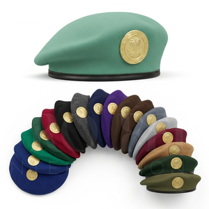 Boina de Lana Personalizada con Insignia Metálica OEM, Estilo Clásico de Uniforme, Gorra Plana para Hombre, Gorras con Visera Bordada con Logotipo Personalizado - Product Image 1