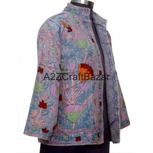 แจ็คเก็ตบอมเบอร์ลายดอกไม้สไตล์วินเทจ ผ้าฝ้าย 100% สำหรับทุกฤดูกาล ปักด้วยเครื่องจักร ลายวาดด้วยมือ เป็นมิตรต่อสิ่งแวดล้อม ระบายอากาศได้ดี - Product Image 4