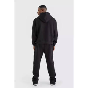 Conjunto Deportivo de Hombre con Capucha, Color Negro, Estilo Urbano, Corte Regular, Pantalones de Felpa de Algodón de Color Sólido, con Bolsillos Laterales, para Invierno - Product Image 5