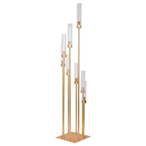 Centros de Mesa de Lujo para Bodas, Decoraciones Doradas para Mesa, Candelabros, Portavelas Altos de Metal con 8 Brazos - Product Image 1