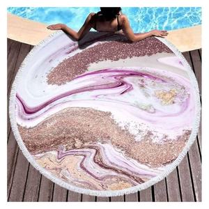 Shimmery Marble Style White Wine Colour Round Summer Over Sized 100% Organic Cotton GOTS High Quality Promotional Beach <b>Towels</b> - Product Image 1