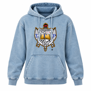 เสื้อฮู้ดดี้ผ้าเดนิมสีอ่อนปักลายเชนิลล์ 1922 แบบสวมหัว มีกระเป๋าจิงโจ้ ล้างสีแบบแอซิดวอช สไตล์ลำลอง ยูนิเซ็กส์ - Product Image 3