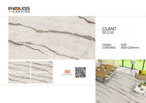 Carreaux de céramique en porcelaine émaillée aspect luxe 2x4 pieds, beige clair, motif sculpté sans fin, 600x1200mm, pour un aspect de veines sculptées sans joint - Product Image 2