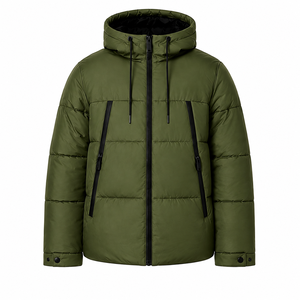 Veste d'hiver matelassée personnalisée pour homme, résistante à l'eau, avec capuche, logo brodé, vêtements d'extérieur, fabrication en usine - Product Image 1
