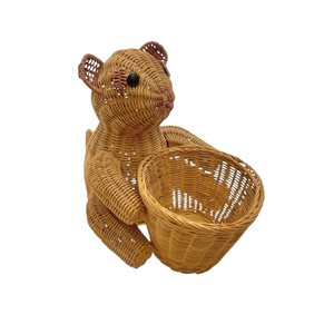 <b>Cute</b> Animal Shaped Rattan Storage Basket <b>Bear</b> Design Natural Wicker Multi-Purpose Neatening Holder Eco-Friendly - Product Image 6