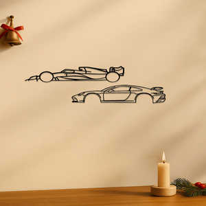 Sculture da Parete di Alta Qualità a Forma di Auto da Corsa, Arte Metallica Sospesa con Linee Sagomate, Decorazione per la Casa - Product Image 5