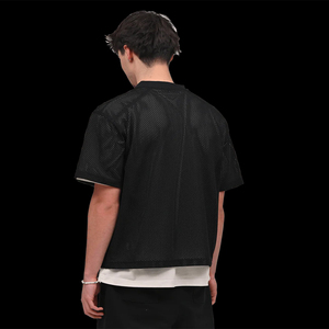 T-shirts Boxy à Logo Sérigraphié Noir Style Vintage Extérieur Maillot de Football Américain en Maille pour Hommes - Product Image 3