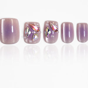 Uñas Postizas Temooi con Efecto Lentejuela en las Puntas, Forma Francesa de Ballet, Forma de Almendra, Material ABS, Pre-diseñadas con Pegamento - Product Image 2