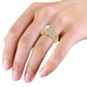 Yellow Gold Diamond Engagement <b>Ring</b> Round Brilliant Cut Prong Center Luxury Women's <b>Band</b> - Product Image 5