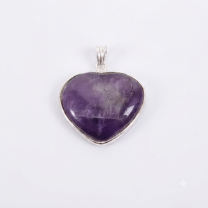 Colgante de Joyería de Plata Bañada con Amatista Natural en Forma de Corazón, Engastado en Bisel, Pulido, Venta al por Mayor - Product Image 6