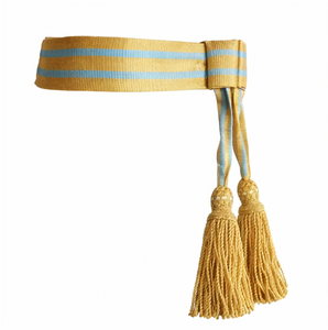 Cinturón Ceremonial Dorado con Rayas Azules y Grises – Accesorio Decorativo para Uniforme - Product Image 2