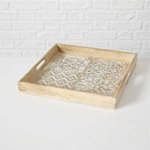 Bandeja Rectangular de Madera Esmaltada Estilo Nórdico con Estampado Botánico, Antideslizante, Decorativa para Bebidas, Aperitivos y Organización de Escritorio - Product Image 5