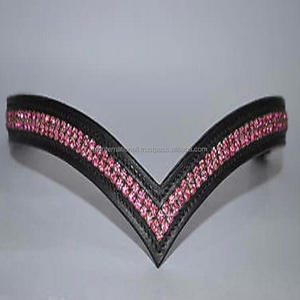 ส่วนตัวแข่งม้าผลิตภัณฑ์และอุปกรณ์เสริมแฮนด์เมดที่ว่างเปล่าช่องหนังม้าคิ้ววง2แถวสีชมพูคริสตัล Bling - Product Image 4