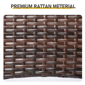 Tavolo da Patio per 4 Persone, 80 cm, in Vimini con Piano in Vetro, Tavolo da Bistrot in Rattan Resistente alle Intemperie per Uso Esterno - Product Image 6
