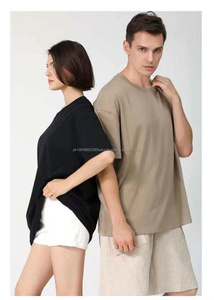 เสื้อยืดคอกลมสำหรับผู้ชายผ้าคอตตอนขนาดใหญ่แบบ100% พิมพ์ลายออกแบบได้ตามต้องการเสื้อยืดไหล่ปล่อย - Product Image 3