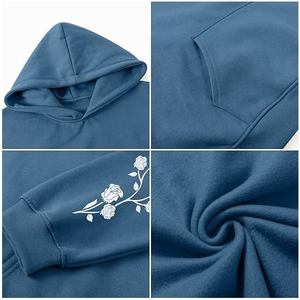 Sudadera con Capucha Azul para Hombre, Estampado Floral, Tejido de Algodón, Informal, para Otoño, con Bolsillo Delantero, Corte Regular - Product Image 3