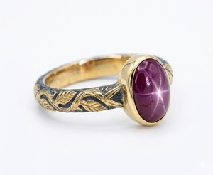 18k Gold Plated Victorian Engagement <b>Ring</b> Star Ruby Sterling Silver Handmade Gemstone <b>Indian</b> Fine Jewelry Third Party Certified - Product Image 2